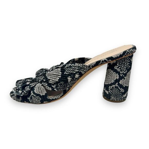 Loeffler Randall Penny Pleated Knot Mule Slip On Sandal Snake Black 8 Women’s - Picture 5 of 11